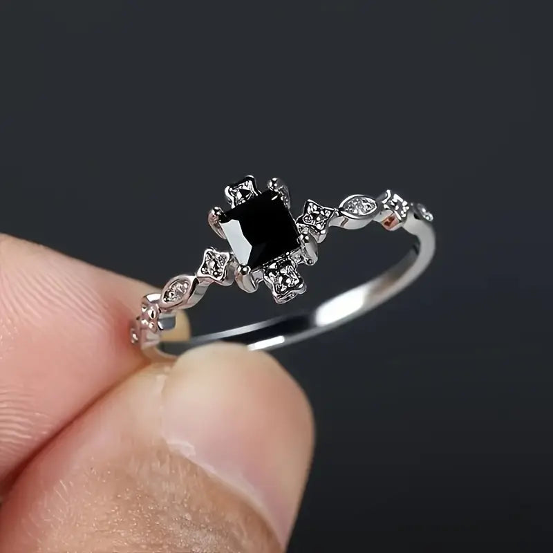 Vintage Black Square Cubic Ring