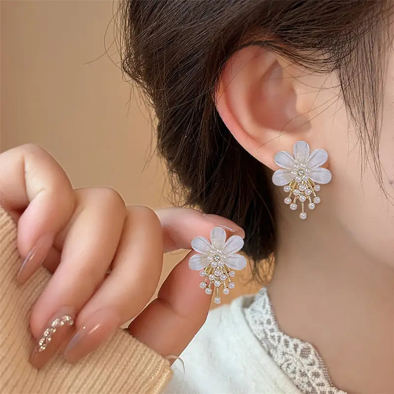1 Pair French-Style Imitation Pearl Dangle Earrings